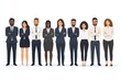 © Visual Sameer - Modern business team.  illustration of diverse business people and company members, standing behind each other. Isolated on white, Generative AI