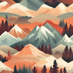 Poster - beautiful illustration background of mountain scenery