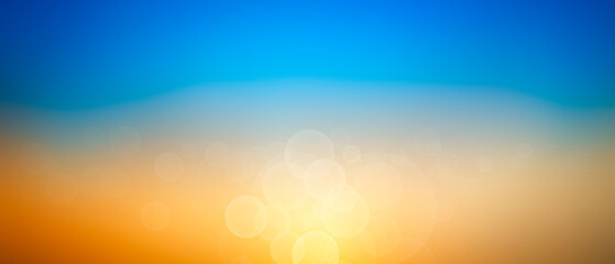 Aufkleber - Abstract sea wide background. Abstract tropical sandy summer beach background with bokeh lights on light blue sky and sun. Beautiful texture. Space.