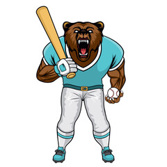 Sticker - baseball mascot bear vector illustration baseball character design