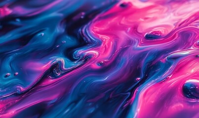 Poster - Vivid swirls of pink and blue liquids merge to create a striking abstract design that's captivating to the eye and perfect for decor