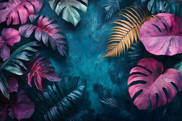 Wall Mural - Tropical foliage background