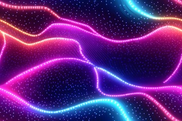 Background of retro neon light wave pattern