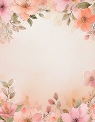 Wall Mural - Watercolor floral frame