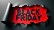 © perpis - Black Friday ad with black letters on a red background and torn paper effect