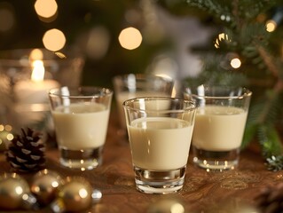 Eggnog in small glasses ready for toasting