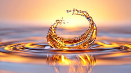 Canvas Print -   A close-up of a water droplet against a sunset background