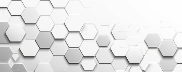 Abstract white and gray hexagon geometric shape background. Modern simple geometric pattern design. Overlay hexagon shapes graphic element. Suit for cover, poster, advertising, website, Generative AI