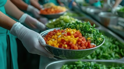 Colorful Vegetable Preparation in a Professional Kitchen, AI