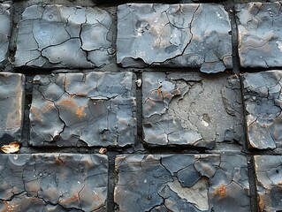 Wall Mural - Close-up of Cracked Stone Pavement Texture