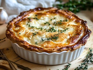 Fish pie with a flaky crust