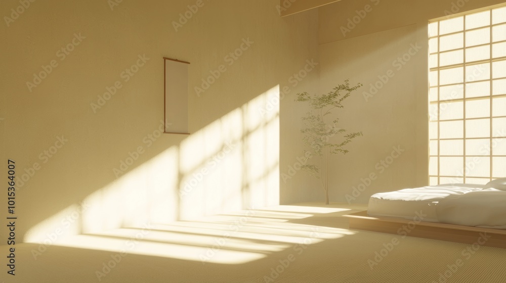 Restfulnes Zen Bedroom Harmony - Ray Tracing Fengshui Concept Art for Tranquil ...