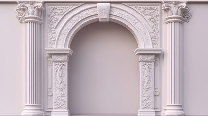 Wall Mural - realistic 3d vector illustration of ancient roman archway made of white clay with decorative ornamen
