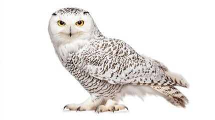 Poster -   A close-up of a bird of prey on a white background