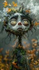 Poster - Surreal Fantasy Creature with Leaves and Branches