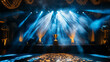 © ImageKing - A dazzling stage with a spotlight shining on a trophy.  This luxurious setting is perfect for a glamorous event, like a wedding or a special celebration.