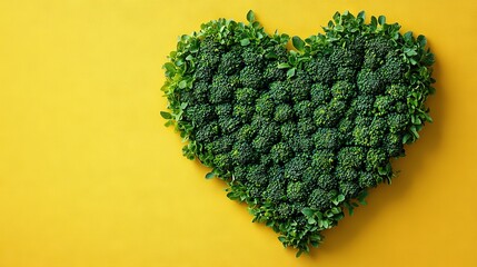 Canvas Print -   A yellow broccoli heart on a green leafy background