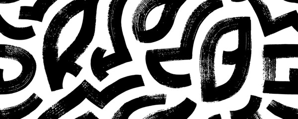 Aufkleber - Abstract geometric seamless pattern with bold lines and brush drawn shapes.
