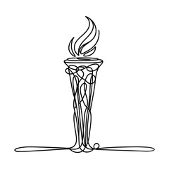 Poster - continuous line drawing of the olympic torch. single line drawing of the olympic torch. line art of 