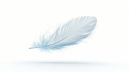 Sticker -   A close-up photo of a pure white feather against a stark white backdrop, featuring a mirror reflection of the feather on the right side of the shot