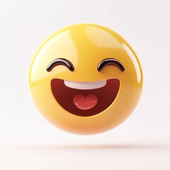 Realistic 3d high quality isolated rendering of a happy emoji.