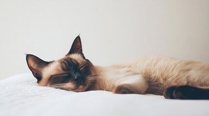 Sticker -   A cat sleeping on a bed with closed eyes