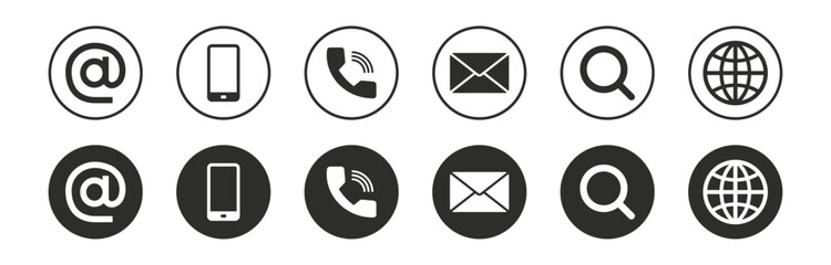 Aufkleber - Contact us icon. Web icons set , email, address, location, globe, world, chat, send, message, mail, envelope, call, mobile, phone, ringing, telephone, website, icon . communication contact icon