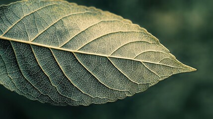 Sticker -    a green leaf against a blurred background