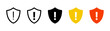 © icons gate - Shield exclamation mark icon or security shield warning or attention icon symbol. risk alert line icon vector