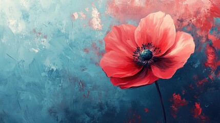 Modern Painting Banner. Stylish Art Texture with Flower. Generative AI.