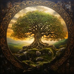 tree of life landscape with celtic art work