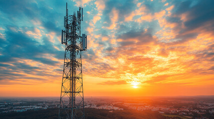 towering radio antenna stands against a clear sky, symbolizing global connectivity, communication networks, and the power of technology to bridge distances and enable the flow of information