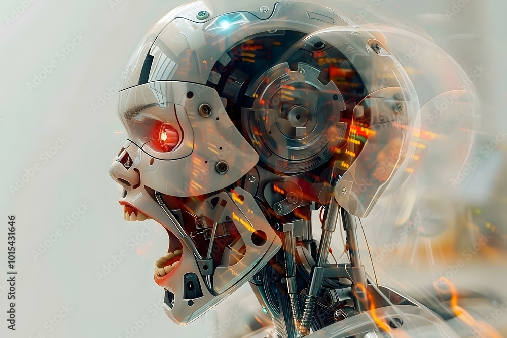 Multi Exposure Of Young Angry And Stressed Humanoid Robot At Home ...