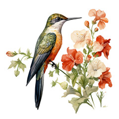 Wall Mural - bird on a flower