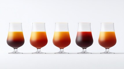 Sticker -   A row of wine glasses with varying wine types sits on a white background