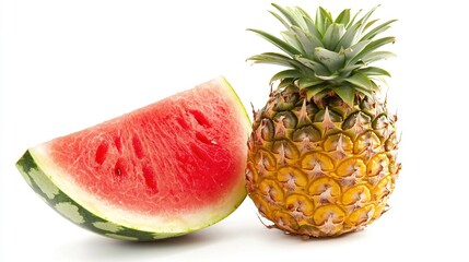 Poster -   Pineapple and Watermelon Halves with Bite Taken