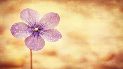 Poster -   A sharp focus of a lilac blossom with dew-kissed petals and a hazy backdrop