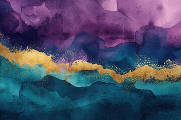 Poster - Abstract Watercolor Painting with Gold Accents