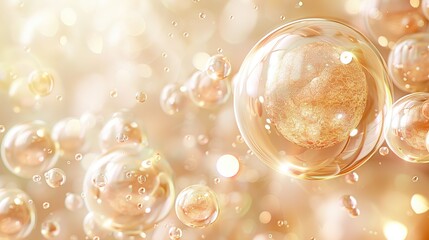 Wall Mural - Golden Bubbles Abstract Background