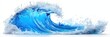 © iridescentstreet - A powerful ocean wave curls gracefully against a clear background, showcasing vibrant blue hues and energetic splashes of water