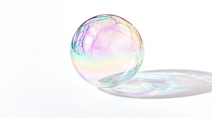 Sticker -   Close-up of a white soap bubble with reflective light inside