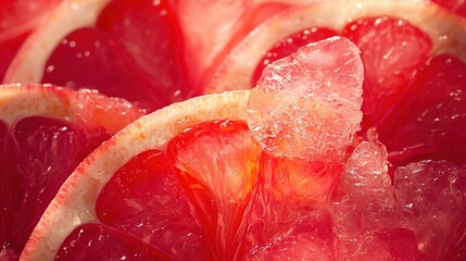 Poster -   A grapefruit cut in half with water droplets