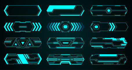 Wall Mural - frame abstract geometric shape technology futuristic interface hud elements set vector digital desig