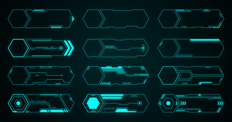 Wall Mural - frame abstract geometric shape technology futuristic interface hud elements set vector digital desig