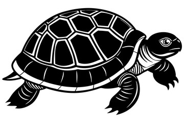 Sticker -  Cute Turtle silhouette minimalistic vector art illustration 