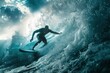 © Mutimul - A surfer is riding a wave in the ocean, generative ai image