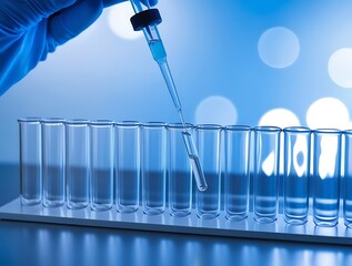 Close-up of a lab technician holding a test tube containing a precision sample, representing advanced biotechnology research. Generated stock (24)