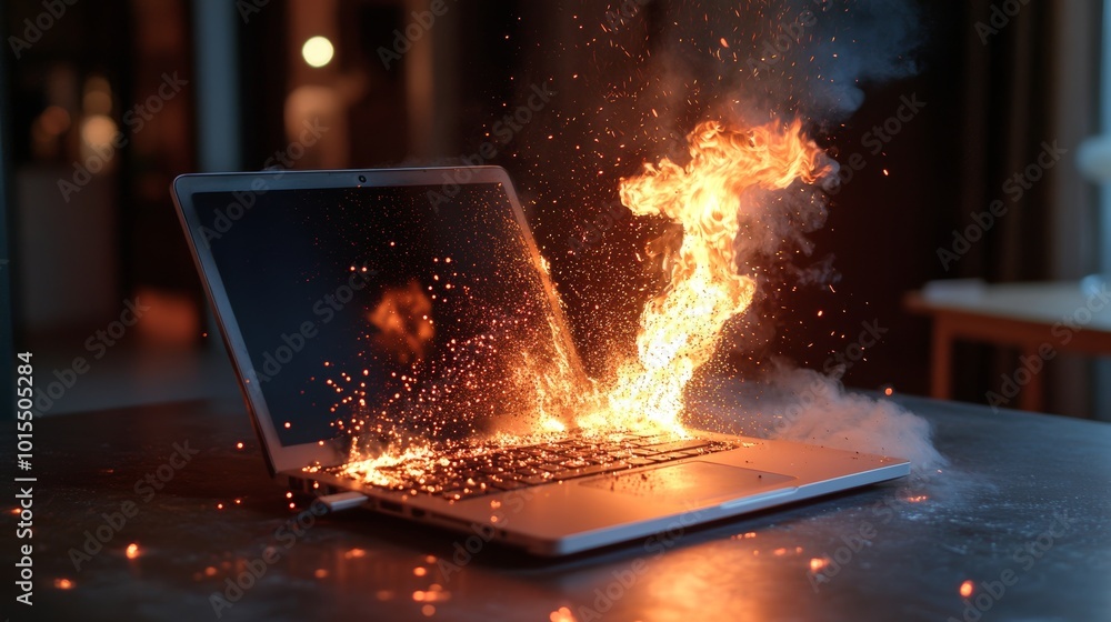 Fiery Disaster: Laptop Battery Malfunction Sparks Flames and Short ...