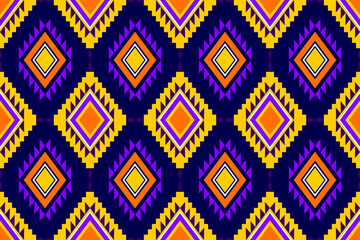 Geometric ethnic oriental seamless pattern traditional Design for background,carpet,wallpaper.clothing,wrapping,Batik fabric,Vector illustration.embroidery style - Sadu, sadou, sadow or sado