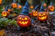 © Sanchai - Futuristic scene of a gnome festival where 3D-printed jack-oâ€™-lanterns light up a Halloween parade, representing a modern twist on Halloween traditions